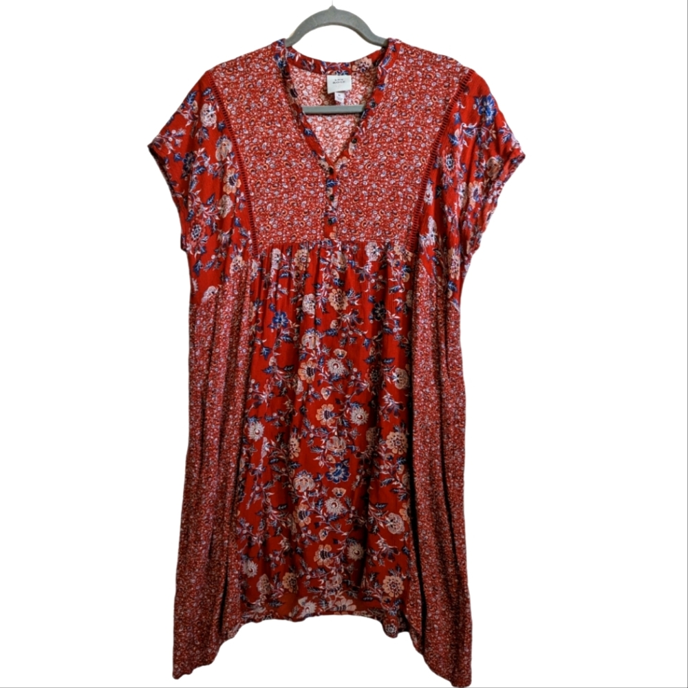 Knox Rose Mixed Bohemian Floral Pattern Cottage Dress size Medium